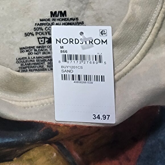 Nordstrom Picasso Sweatshirt Men Medium Beige Crewneck Art Graphic Pullover - Picture 4 of 10